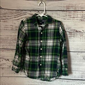 GAP Kids Green and White Plaid Button Down Shirt size 4-5